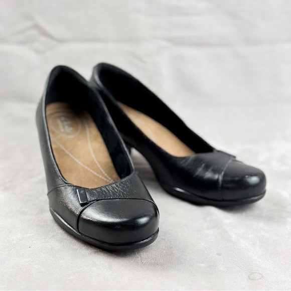 Clarks Artisan Rosalyn Belle black Leather heels size US 10 women - Picture 4 of 16